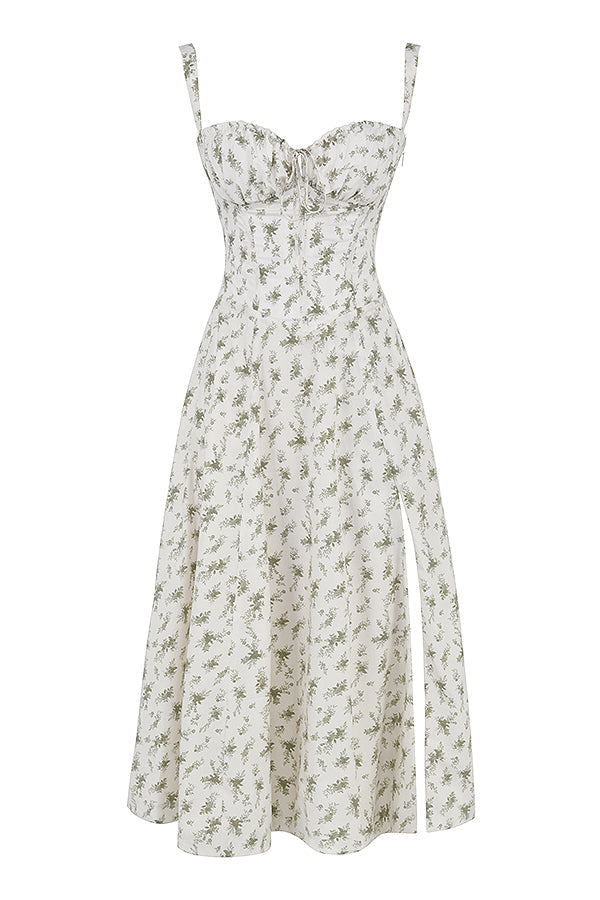 Hannah | Pastellgrün Taillenformendes Midikleid