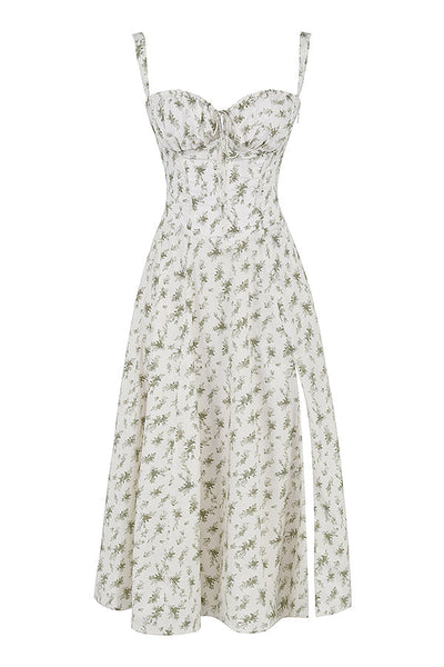 Hannah | Pastellgrün Taillenformendes Midikleid