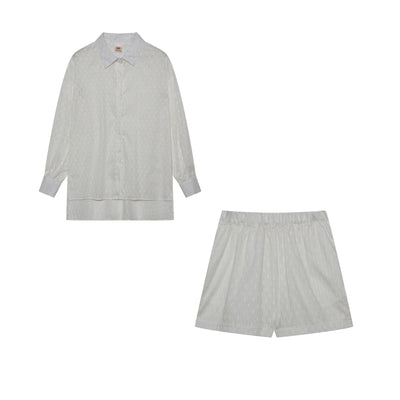 Leichter Zweiteiler aus Baumwollmix – Oversize Bluse & Shorts für Damen