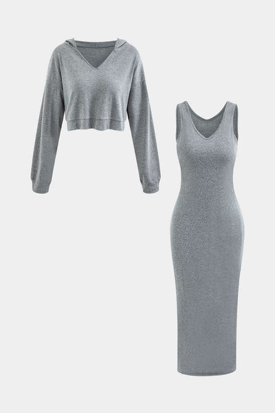 Julia | Lässiges Zweiteiler-Set mit Hoodie & Midi-Kleid
