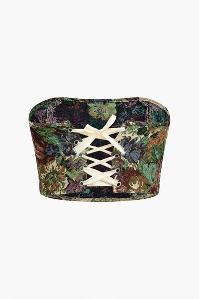 Jara | Extravagantes Zweiteiler-Set mit Bustier & bestickter Cargo-Hose