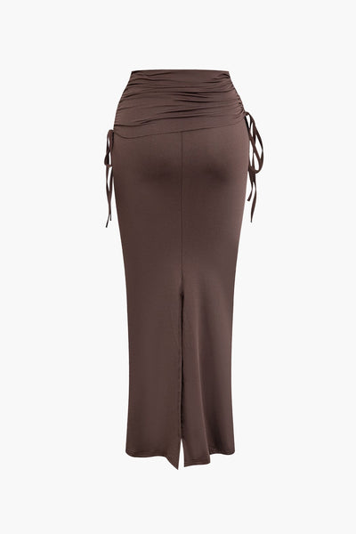 Melody | Asymmetrisches Zweiteiler-Set mit One-Shoulder Crop-Top & Maxi-Rock