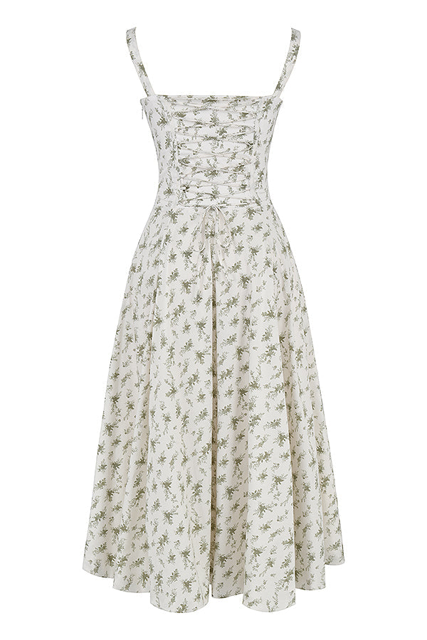 Hannah | Pastellgrün Taillenformendes Midikleid
