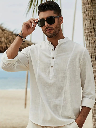 Asher | Leichtes Strandhemd mit Stehkragen & entspannter Eleganz