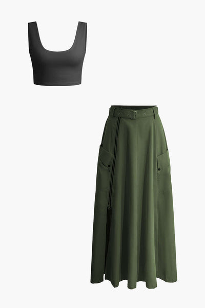 Asteria | Stilvolles Zweiteiler-Set mit Crop-Top & Maxirock