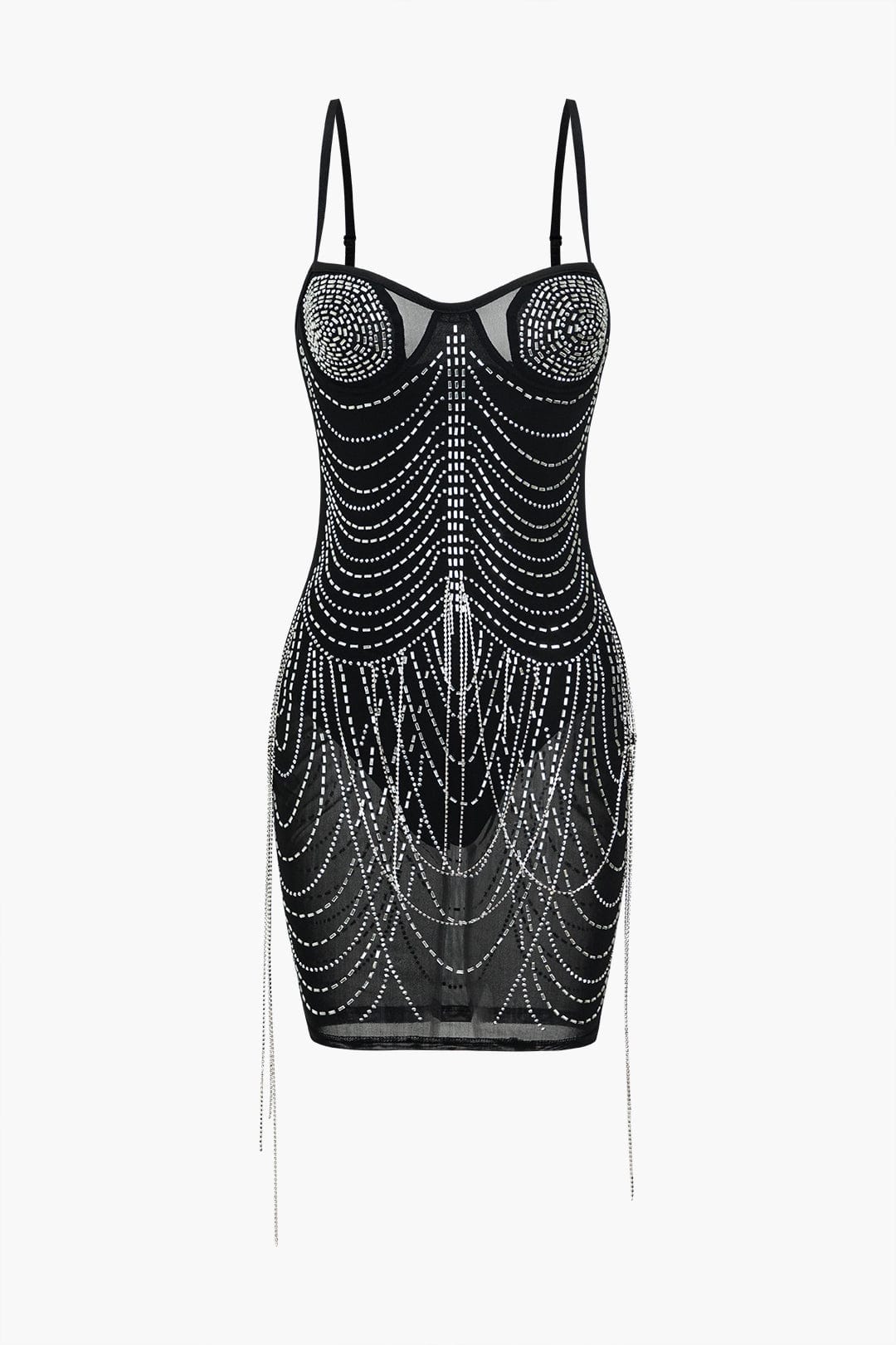 Celeste | Strassverziertes Mesh-Minikleid – Glitzernder Glamour für unvergessliche Nächte
