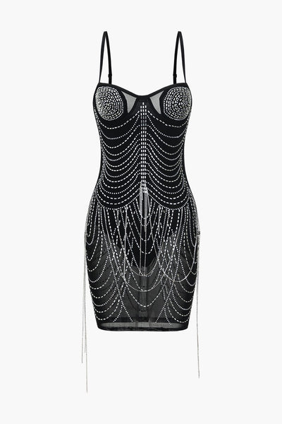 Celeste | Strassverziertes Mesh-Minikleid – Glitzernder Glamour für unvergessliche Nächte