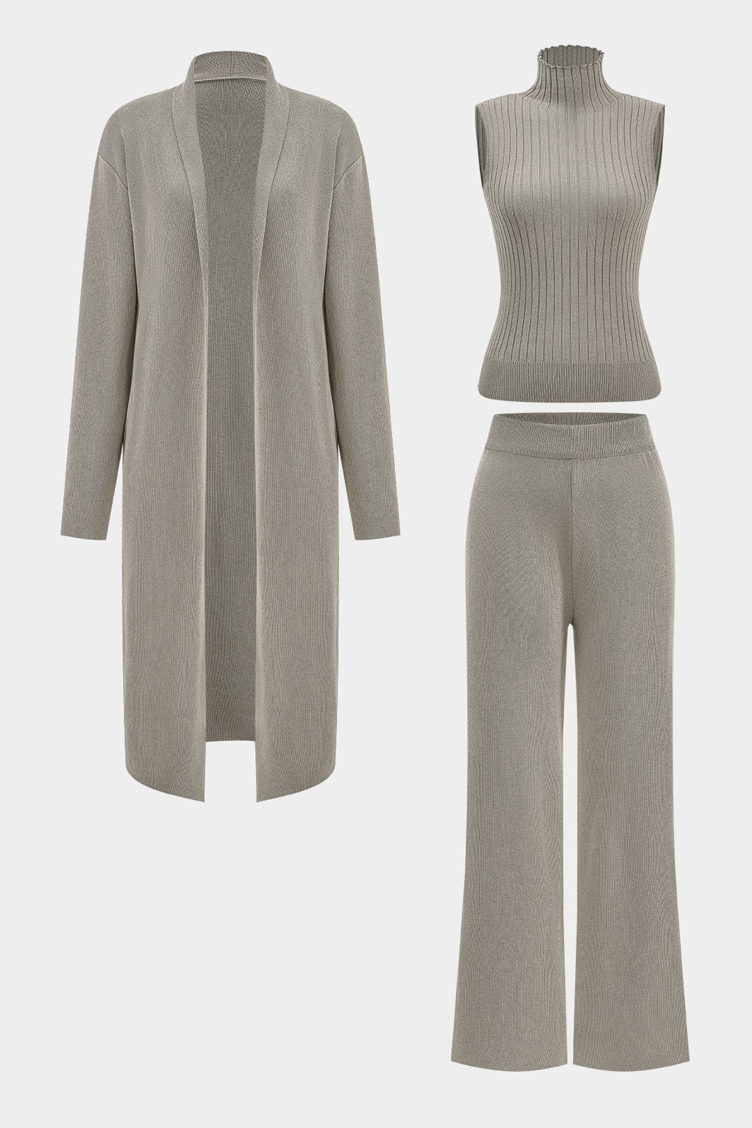 Luanne | Elegantes Dreiteiliges Set aus Geripptem Strick