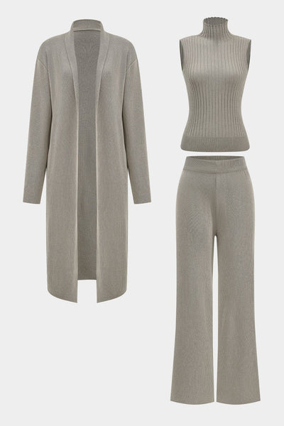 Luanne | Elegantes Dreiteiliges Set aus Geripptem Strick