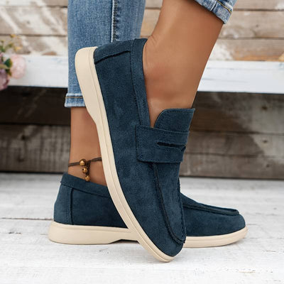 Casual Loafer in Dunkelblauer und Beiger Veloursleder-Optik