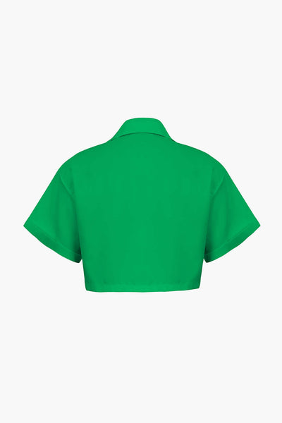 Janice | Stylisches Kurzarm Crop Shirt mit kragen