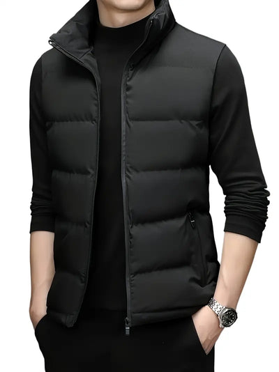 Wyatt | Schwarze Ärmellose Herren-Winter-Steppweste mit Reißverschluss