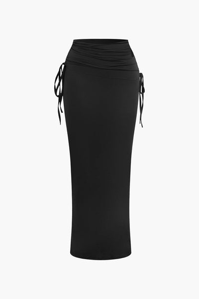 Melody | Asymmetrisches Zweiteiler-Set mit One-Shoulder Crop-Top & Maxi-Rock