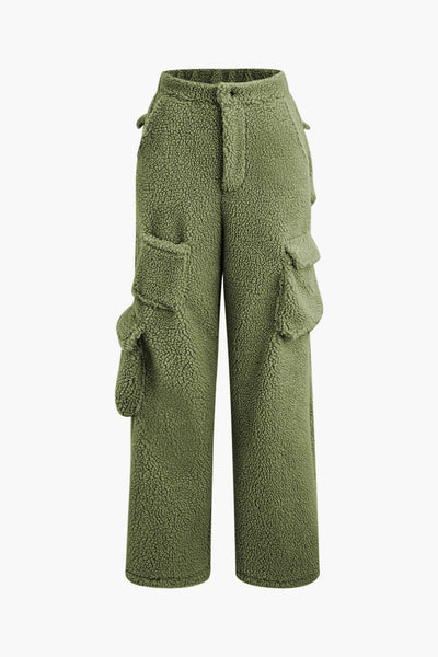 Misha | Teddy-Zweiteiler mit Cargohose & Cropped-Jacke