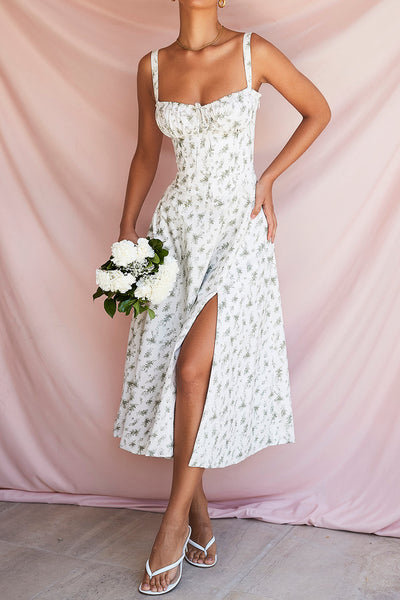 Hannah | Pastellgrün Taillenformendes Midikleid