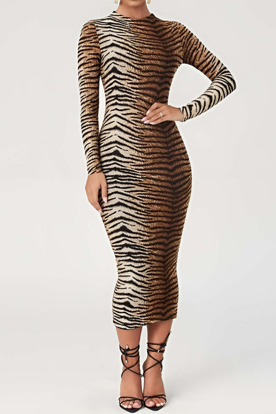 Leona | Elegantes Leopard-Print Midikleid – Wild & Stilvoll