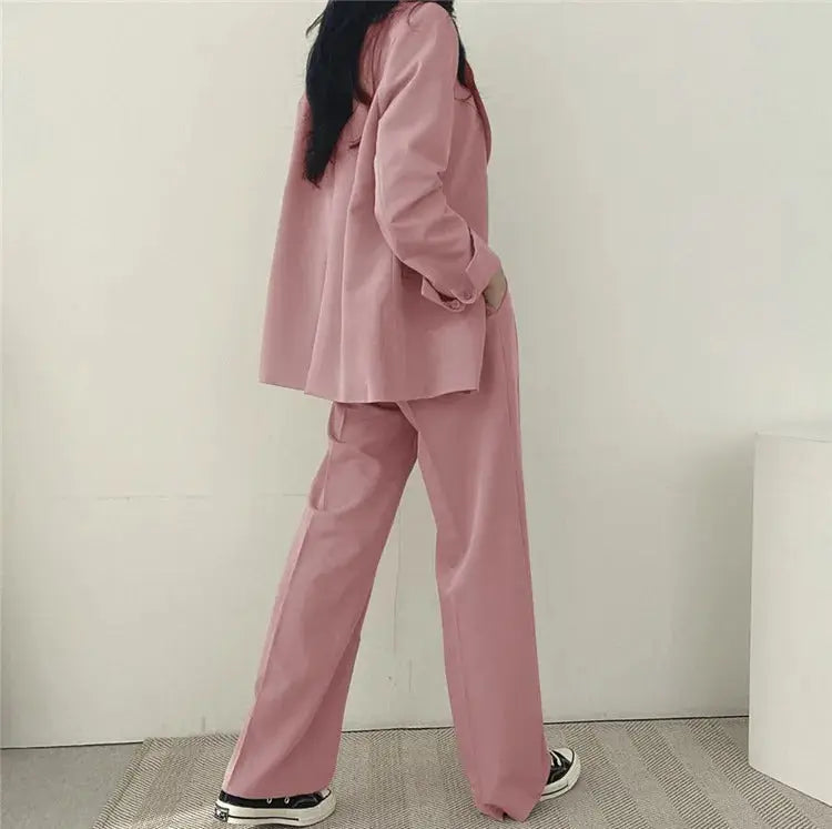 Athena | Einfarbiges Blazer- und gerade geschnittenes Hosen-Set für Damen Zendoo.de