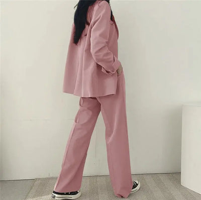 Athena | Einfarbiges Blazer- und gerade geschnittenes Hosen-Set für Damen Zendoo.de