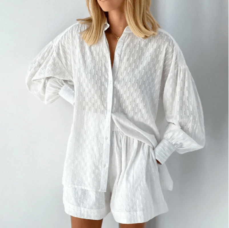 Christa | Luftiges Baumwoll-Set mit Oversized-Bluse & Shorts