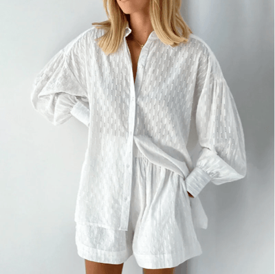 Christa | Luftiges Baumwoll-Set mit Oversized-Bluse & Shorts
