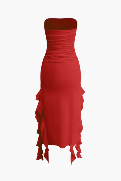 Sofia | Elegantes Bandeau-Maxikleid mit Volant-Details – Zeitlose Raffinesse