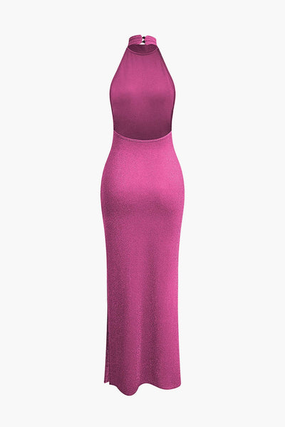 Luisa | Glitzerndes rückenfreies Neckholder-Abendkleid - glamouröse Verführung