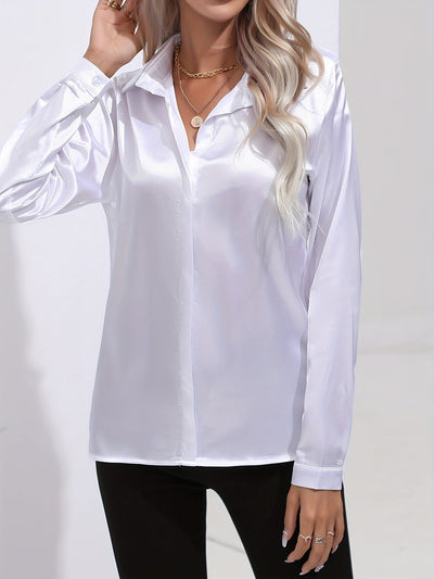 Irene | Elegantes Satin-Hemd mit langen Ärmeln für Damen
