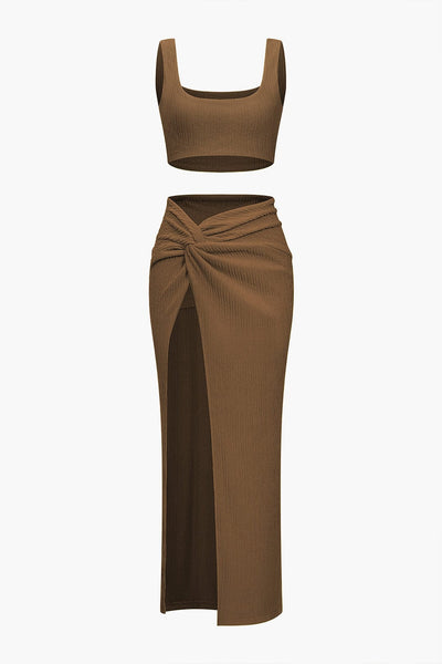 Nadine | Eleganter Twisted-Skirt-Zweiteiler mit Crop-Top