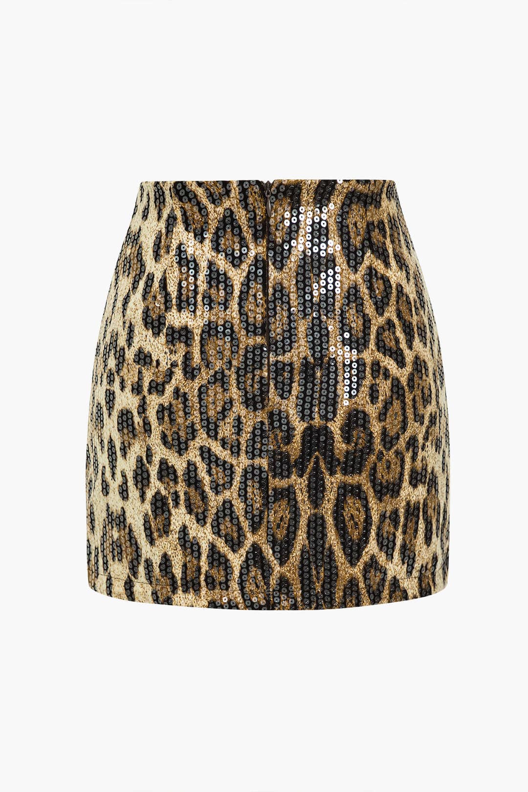 Lunaria | Glamouröser Pailletten Minirock und auffälligem Leopard-Print