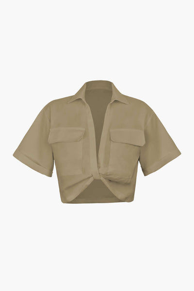 Janice | Stylisches Kurzarm Crop Shirt mit kragen