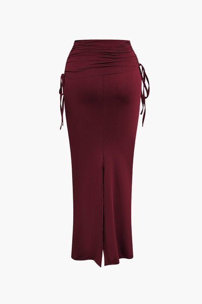 Melody | Asymmetrisches Zweiteiler-Set mit One-Shoulder Crop-Top & Maxi-Rock