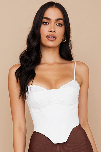 Eliza | Schickes Weißes Bustier-Top mit Dünnen Trägern