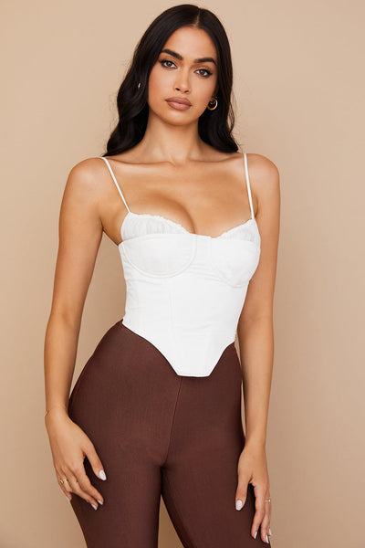 Eliza | Schickes Weißes Bustier-Top mit Dünnen Trägern