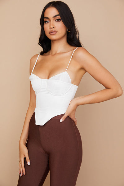 Eliza | Schickes Weißes Bustier-Top mit Dünnen Trägern