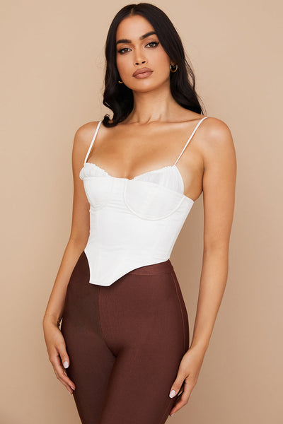 Eliza | Schickes Weißes Bustier-Top mit Dünnen Trägern