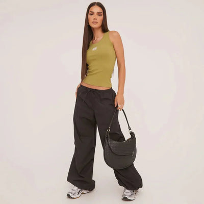 Lina | Geripptes Tanktop mit Stickerei