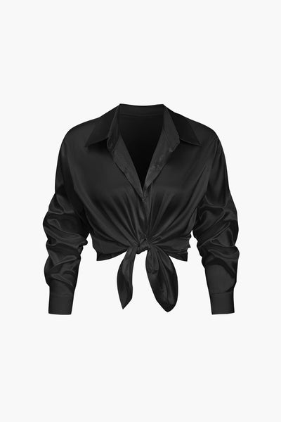 Florentine | Elegante Langarm-Bluse aus seidigem Satin