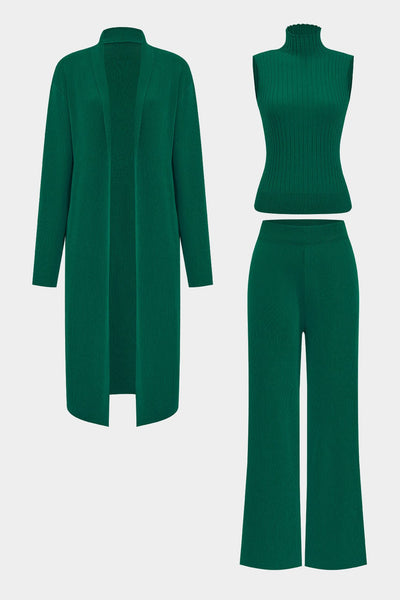 Luanne | Elegantes Dreiteiliges Set aus Geripptem Strick