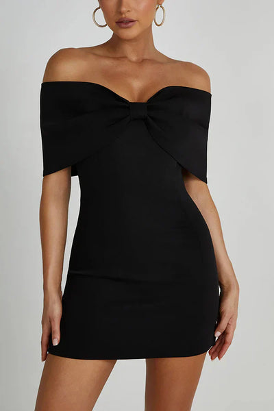Elly | Schulterfreies Minikleid mit Schleifendetail