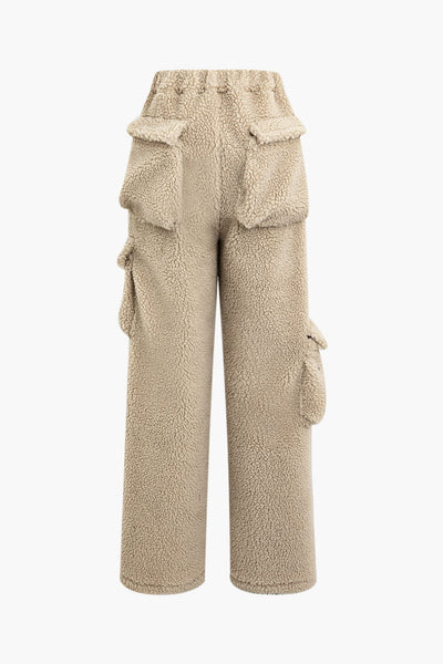 Misha | Teddy-Zweiteiler mit Cargohose & Cropped-Jacke