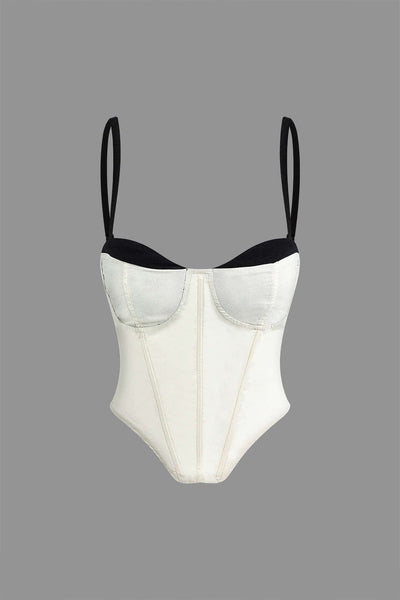 Natalia | Zweifarbiges Corsagen-Bodysuit mit Bügel-Cups und formenden Nähten