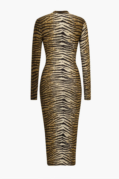 Leona | Elegantes Leopard-Print Midikleid – Wild & Stilvoll