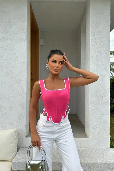 Stella | Melt Design Crop Top mit Trägern in Rosa