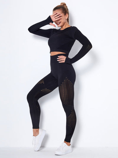 Lea | Nahtloses 2-teiliges Sportset mit Struktur-Design
