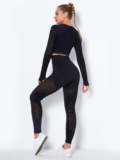 Lea | Nahtloses 2-teiliges Sportset mit Struktur-Design