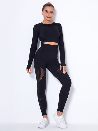 Lea | Nahtloses 2-teiliges Sportset mit Struktur-Design