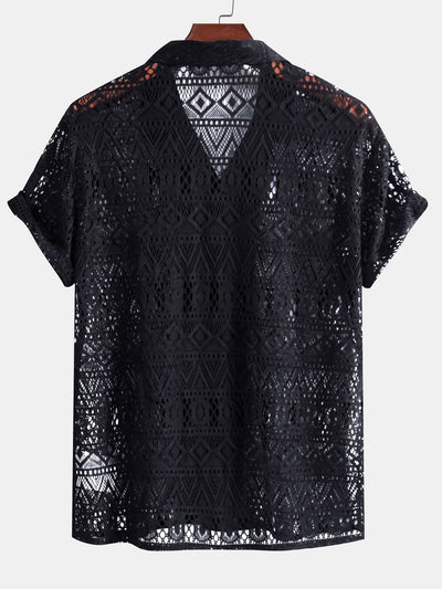 David | Transparente Häkelshirt mit Ethno-Muster