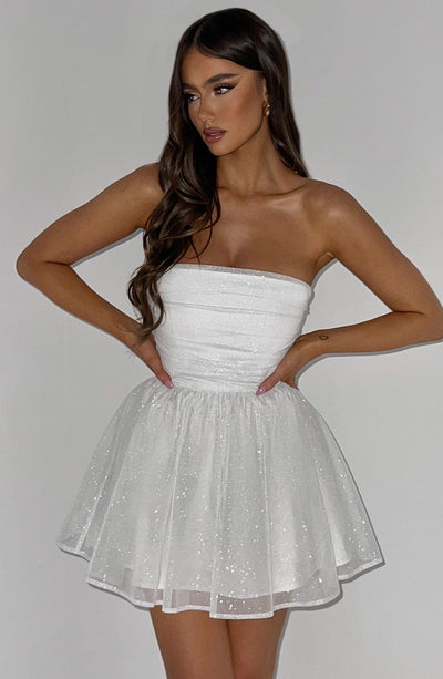 Kate | Mini Kleid Weißer Glitter
