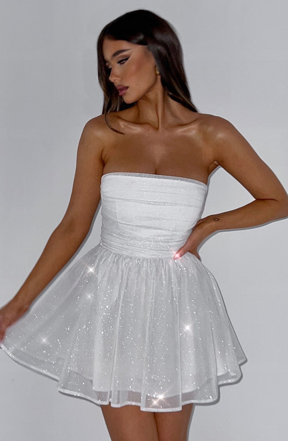 Kate | Mini Kleid Weißer Glitter