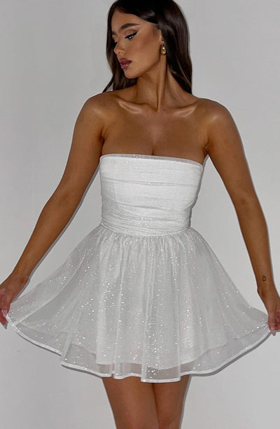 Kate | Mini Kleid Weißer Glitter
